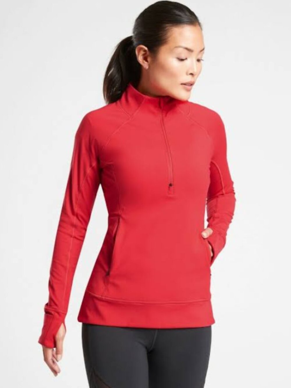Athleta Whittier Peak Half Zip Pullover Jacket | Hibiscus Red | XXS
